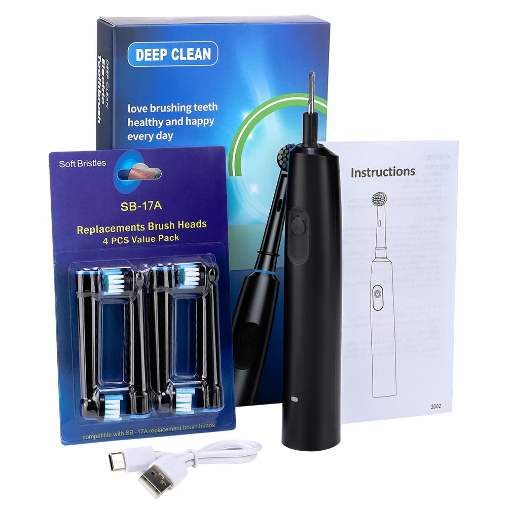 Smart Rotating Timing Electric Toothbrush, Rechargeable Rotary Toothbrush with 4 Heads, 5 Modes Setting Teeth Whitening Oral Car - Smarsty