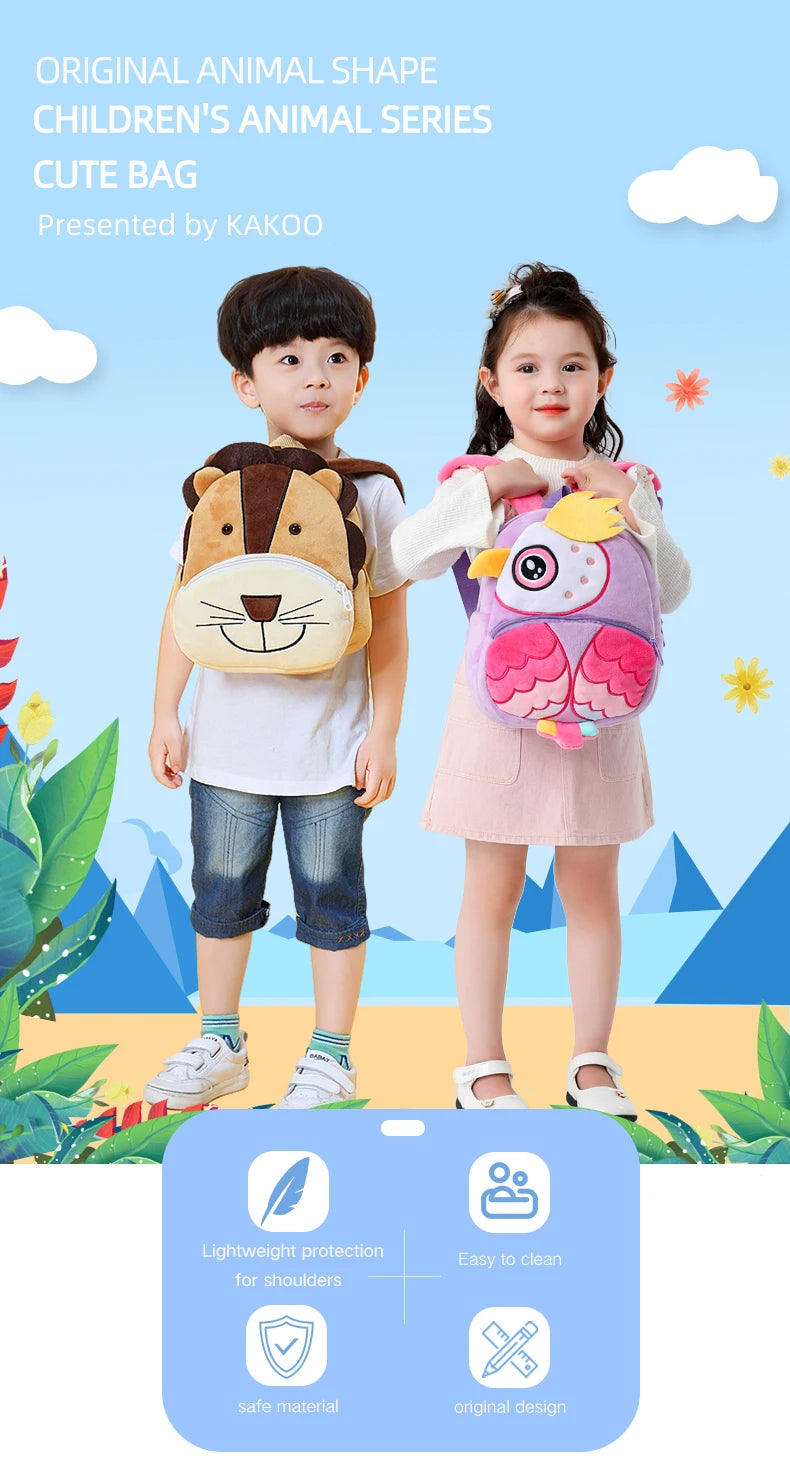 Soft Plush Kids Backpack With Cartoon Animal Design - Smarsty