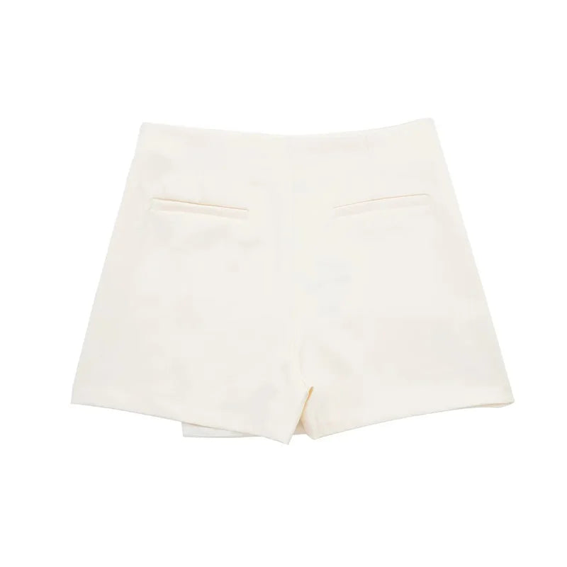 MUJER 2025 Asymmetric Skort For Women Black High Waist Mini Skirt Shorts Women Casual Bermuda Shorts Woman Summer Skirt Shorts - Smarsty