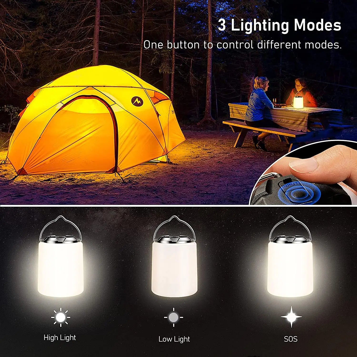 Rechargeable camping light flashlight camping Lantern -3000K warm white light waterproof Led Flashlight camping/hiking Supplies by Smarsty