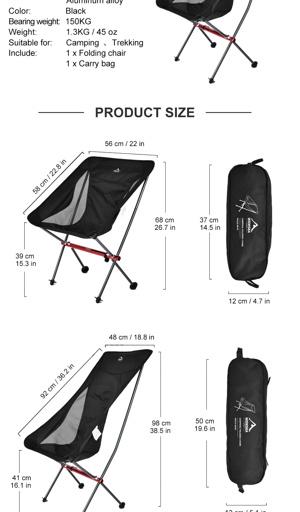 Widesea Camping Fishing Folding Chair Tourist Beach Chaise Longue Chair for Relaxing Foldable Leisure Travel Furniture Picnic by Smarsty