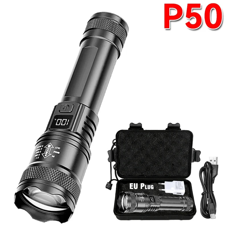 2000LM Ultra Bright P50 LED Flashlight Tactical EDC Emergency Spotlight Telescopic ZoomHandheld Torch w/ 14500/18650 Battery - Smarsty
