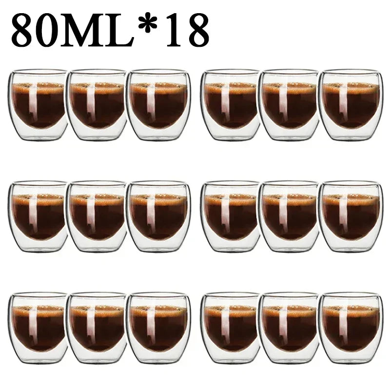 Double Wall Borosilicate Glass Mugs Set Heat Resistant - Smarsty