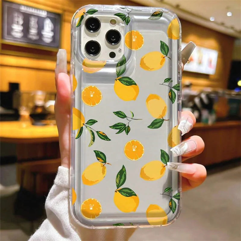 Summer Fresh Fruit Lemon Print TPU Phone Case for IPhone 16 17 15 14 13 12 11 Pro Max 16 Plus 17 Air Cushion Shockproof Cover by Smarsty