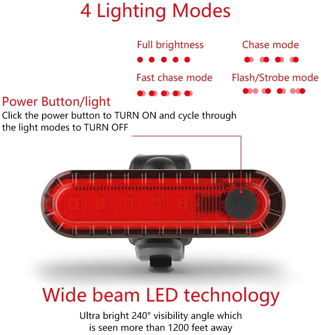 Rear Bike Tail Light USB Rechargeable Ultra Bright Taillights Fit On Bicycle Easy to Install for Cycling Safety Bicycle Light - Smarsty