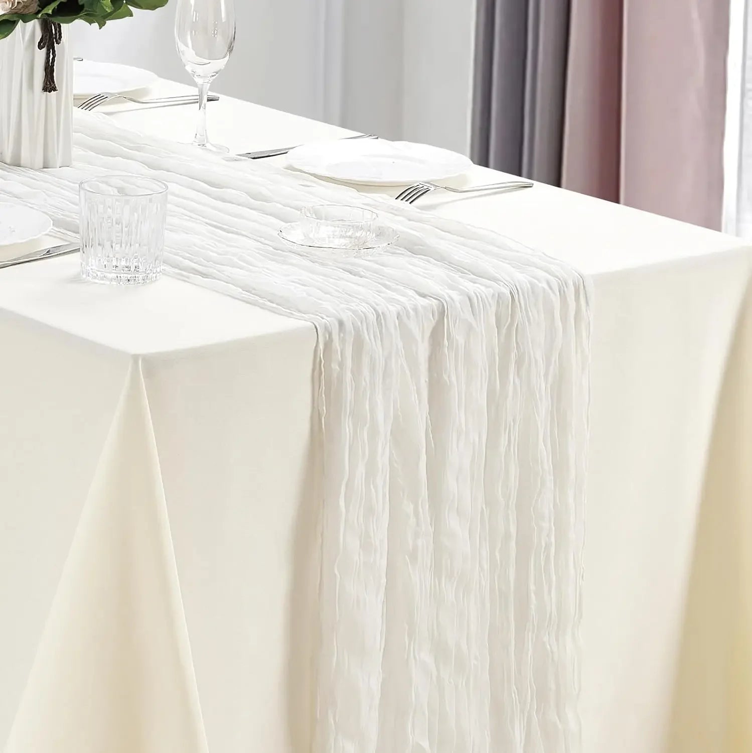 Boho Cheesecloth Table Runner for Rustic Weddings - Smarsty