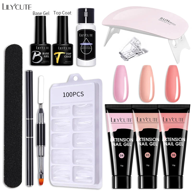 LILYCUTE Nail Gel Set with 6W LED Lamp for Quick Manicure - Smarsty
