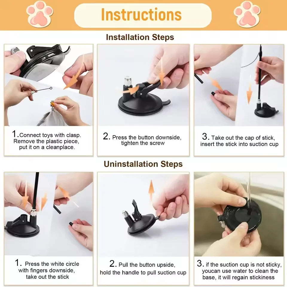 Interactive Cat Teaser Stick With Replaceable Feather - Smarsty