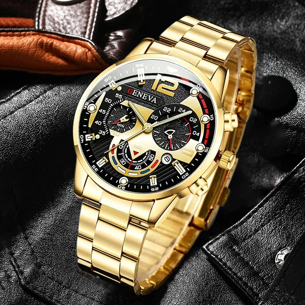 Luxury Black Stainless Steel Quartz Watch for Men - Smarsty