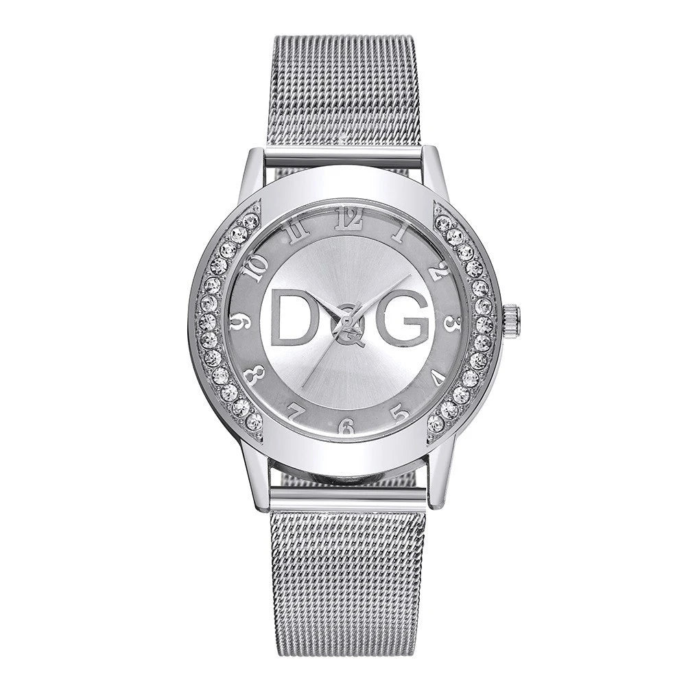 Luxury Women's Diamond Quartz Watch with Gold Mesh Strap - Smarsty
