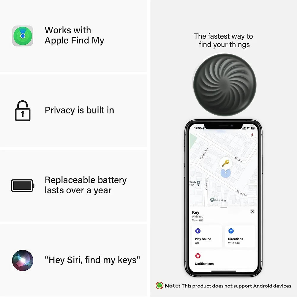MRSVI Mini GPS Tracker with Apple Find My App Integration - Smarsty