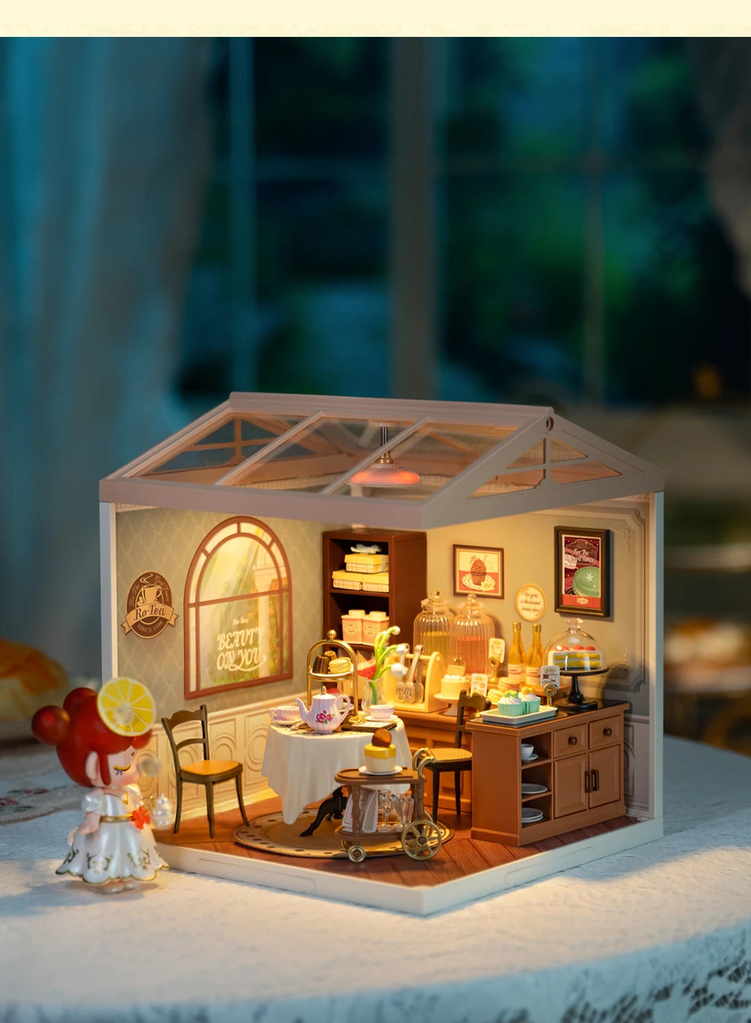 Robotime Rolife Super Creator Series Plastic Dollhouse Building Blocks for Kids Yum Burgers Leisurely Cheers Bar Sweet Sips Tea