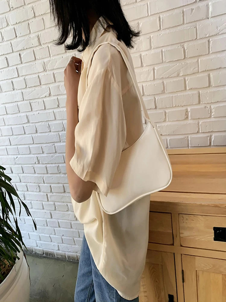 Retro Forearm Bag For Women PU Leather Bow Shoulder Handbag - Smarsty