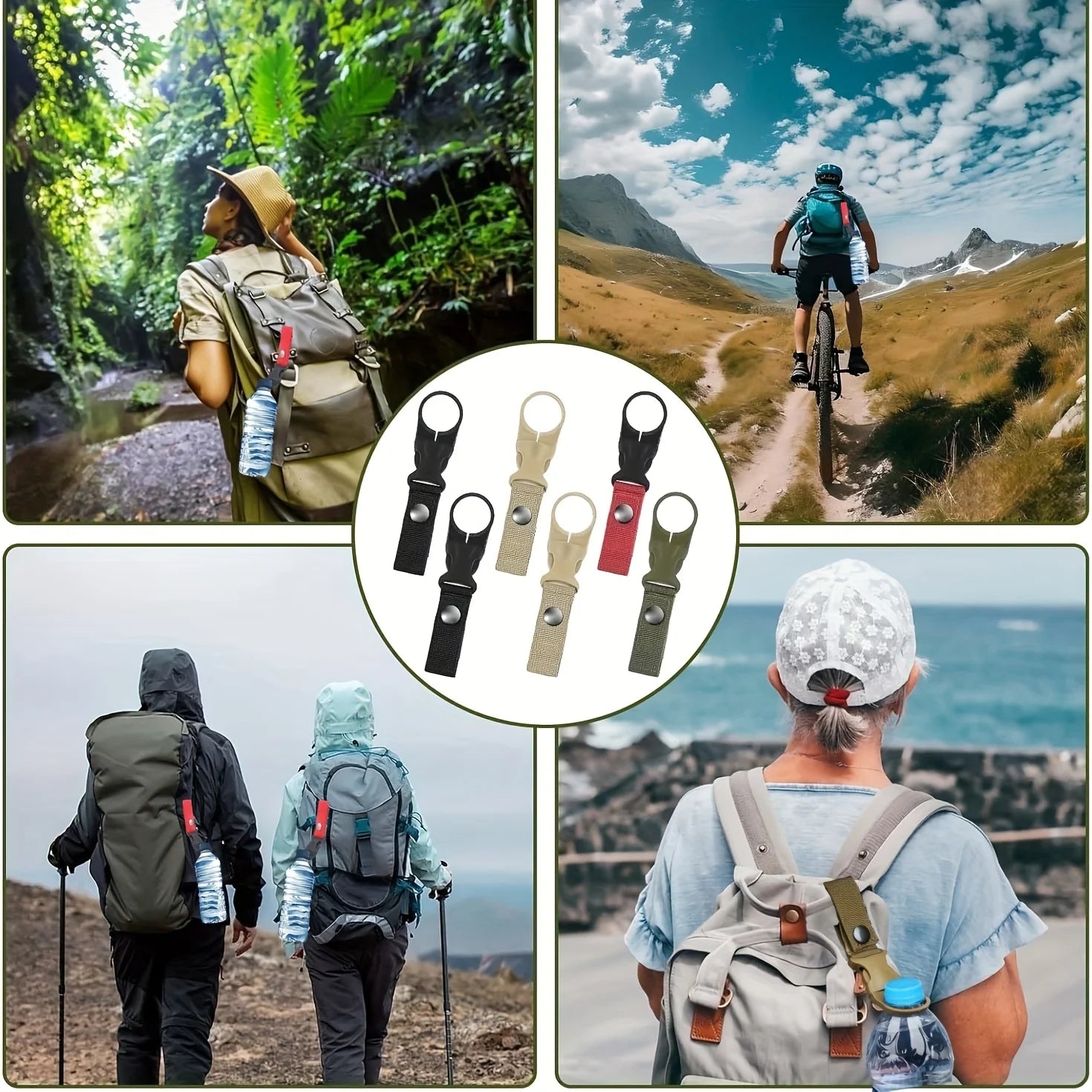 1-Pack Webbing Buckle Hook Water Bottle Clip - Durable Nylon With Safety Buckle, Multi-Color Optional, Suitable For Camping, by Smarsty