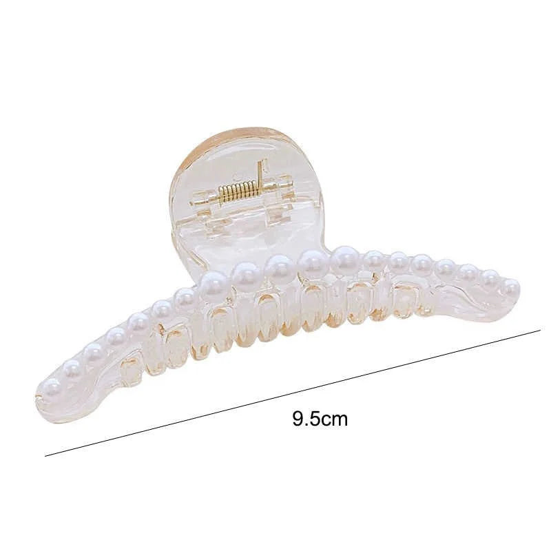 Large Pearl Hair Claw Clip Acrylic Fashion Barrette Stylish - Smarsty
