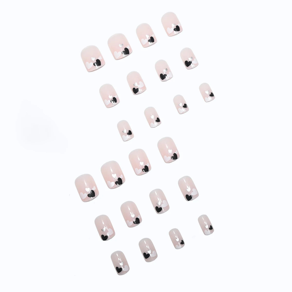 24 Piece Short Square Fake Nails with Colorful French Design - Smarsty