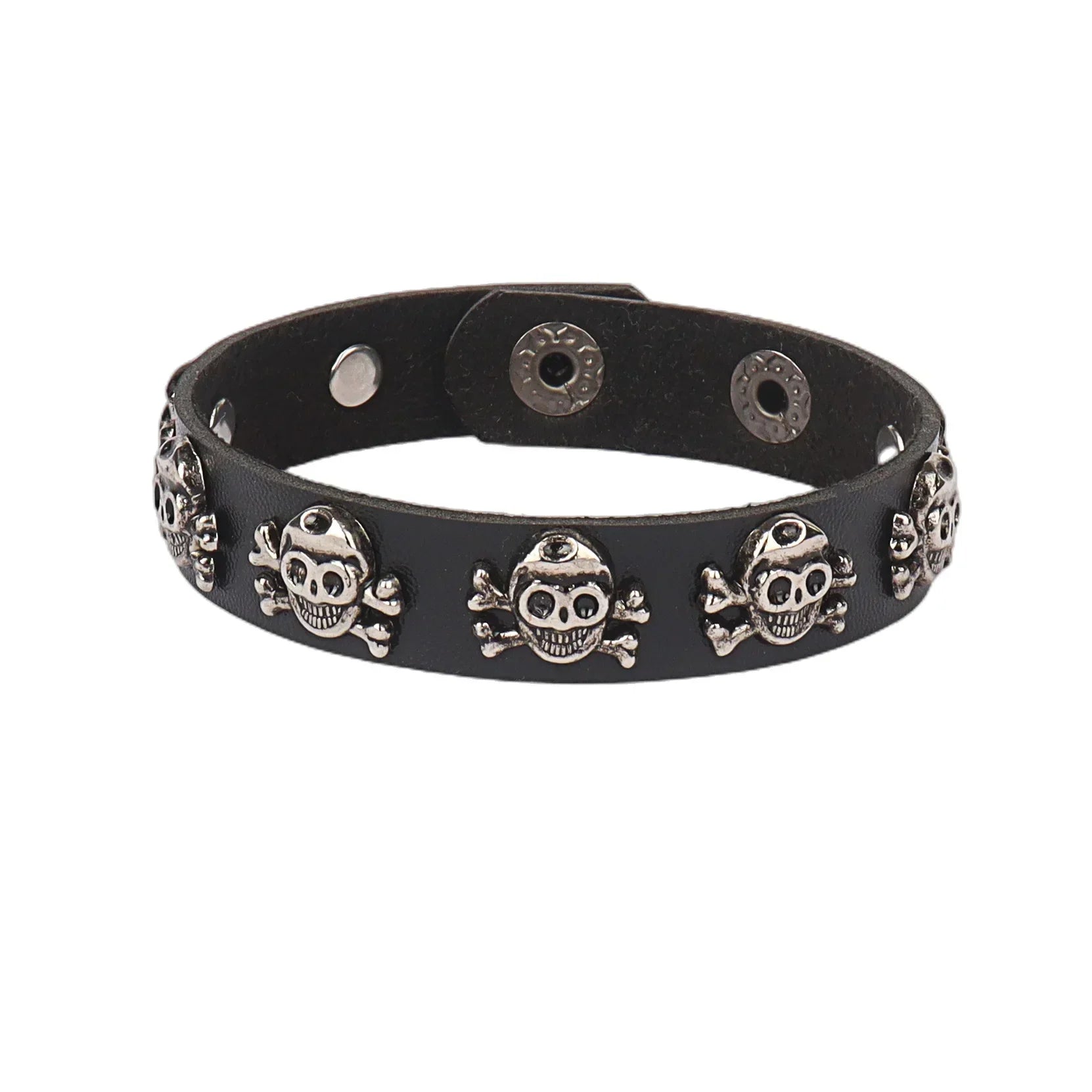 Punk Hip Hop Leather Skull Bracelet for Unisex Fashion - Smarsty