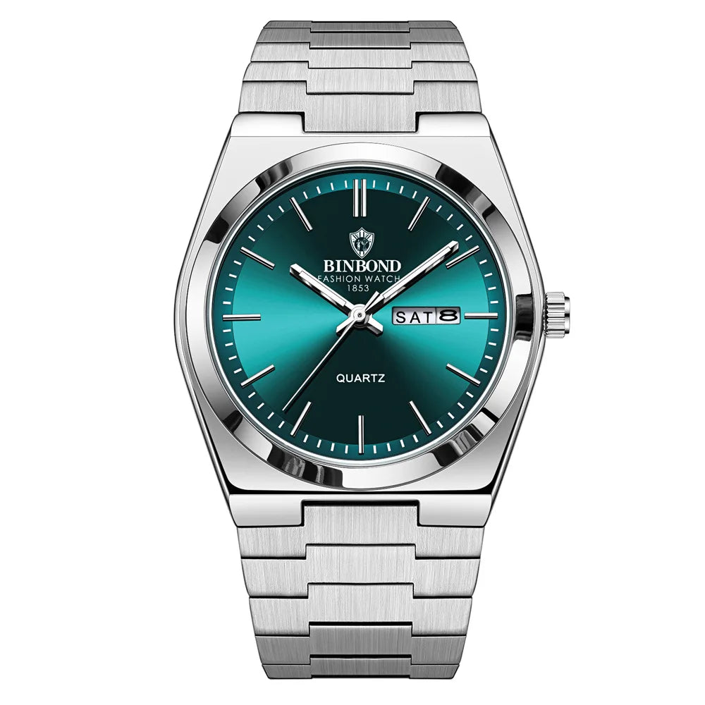 Luxury Stainless Steel Men's Watch with Double Calendar - Smarsty