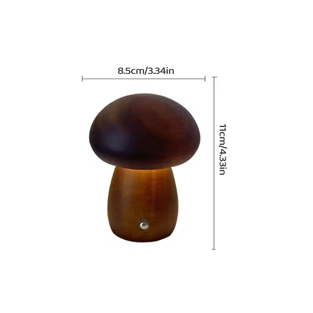 Wooden Mushroom Night Light with Stepless Dimming - Smarsty