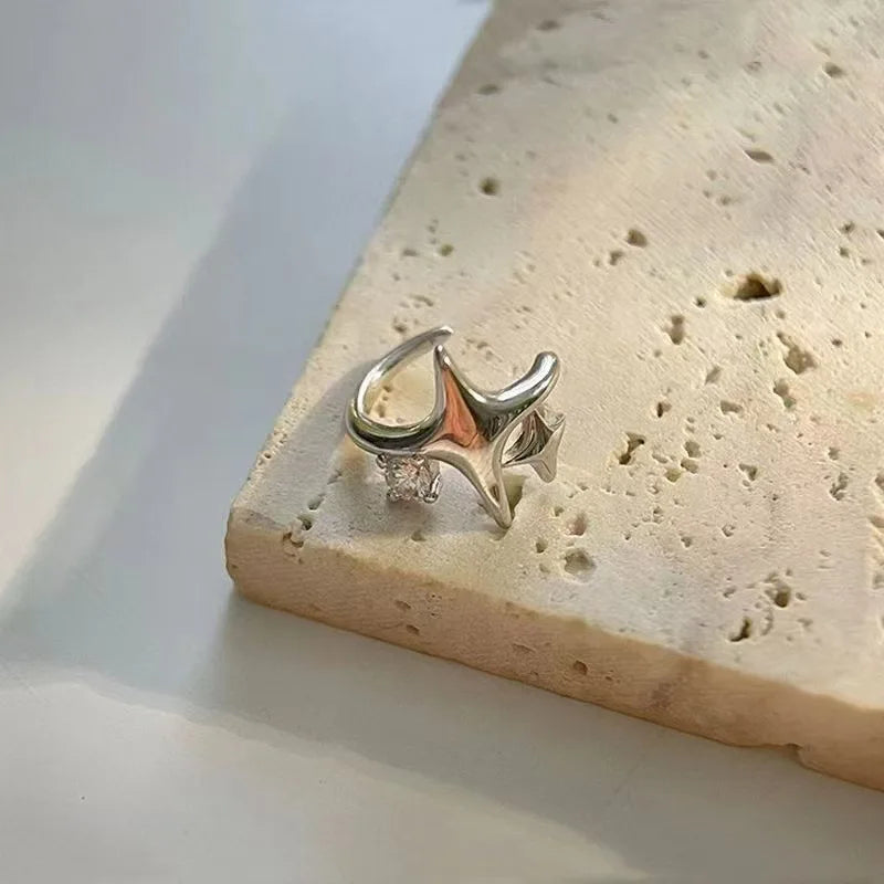 Four Pointed Star Clip Earrings No Piercing Luxury - Smarsty