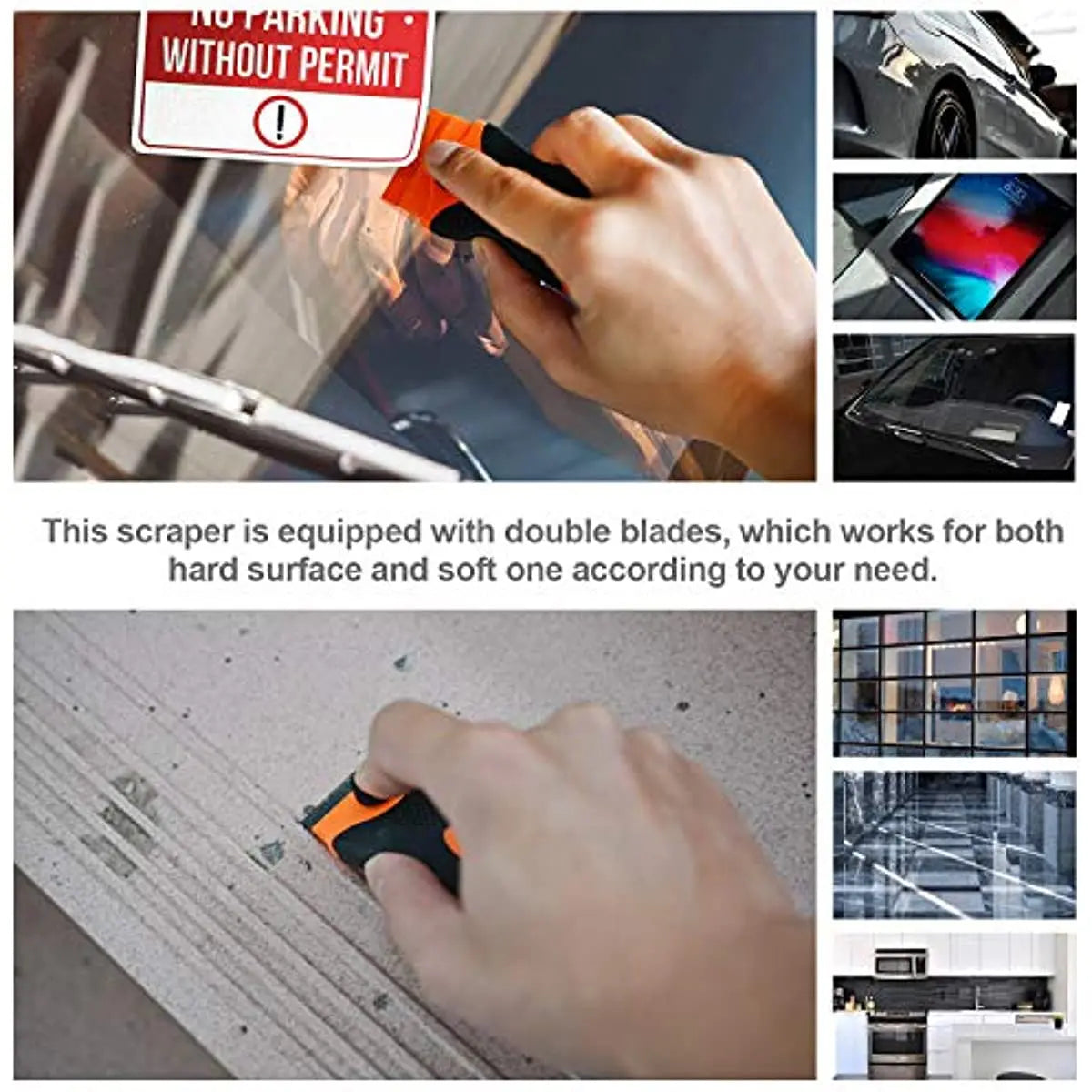 21pcs Razor Blade Scraper Double Edge Razor Scraper Remover Tool with Razor Blades for Labels Stickers Decals Removal Tint Vinyl - Smarsty