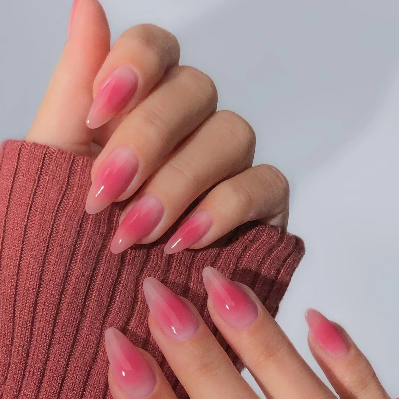 Pink Bowknot Stiletto Press On Nails 24PCS Full Cover - Smarsty