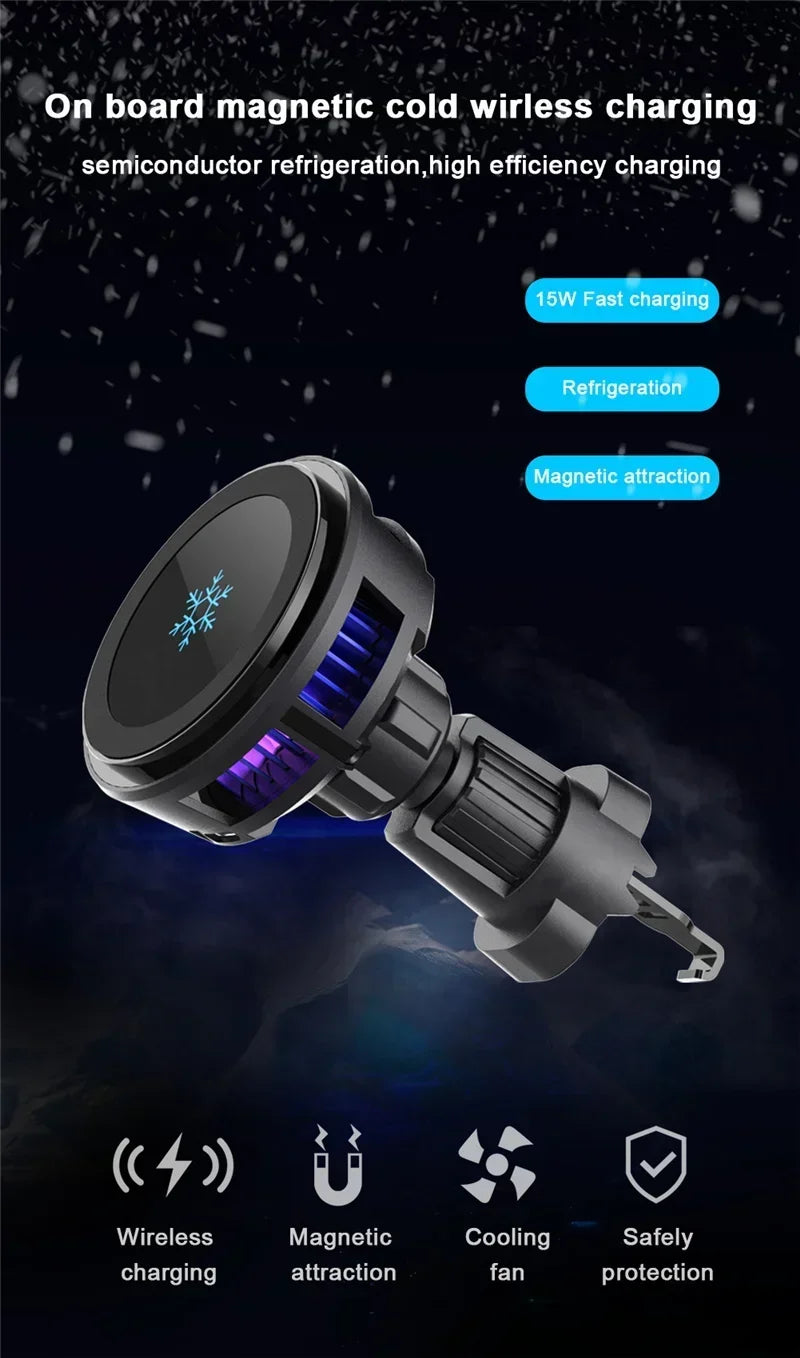 Ice Cooling Magnetic Wireless Car Charger Stand For iPhone - Smarsty