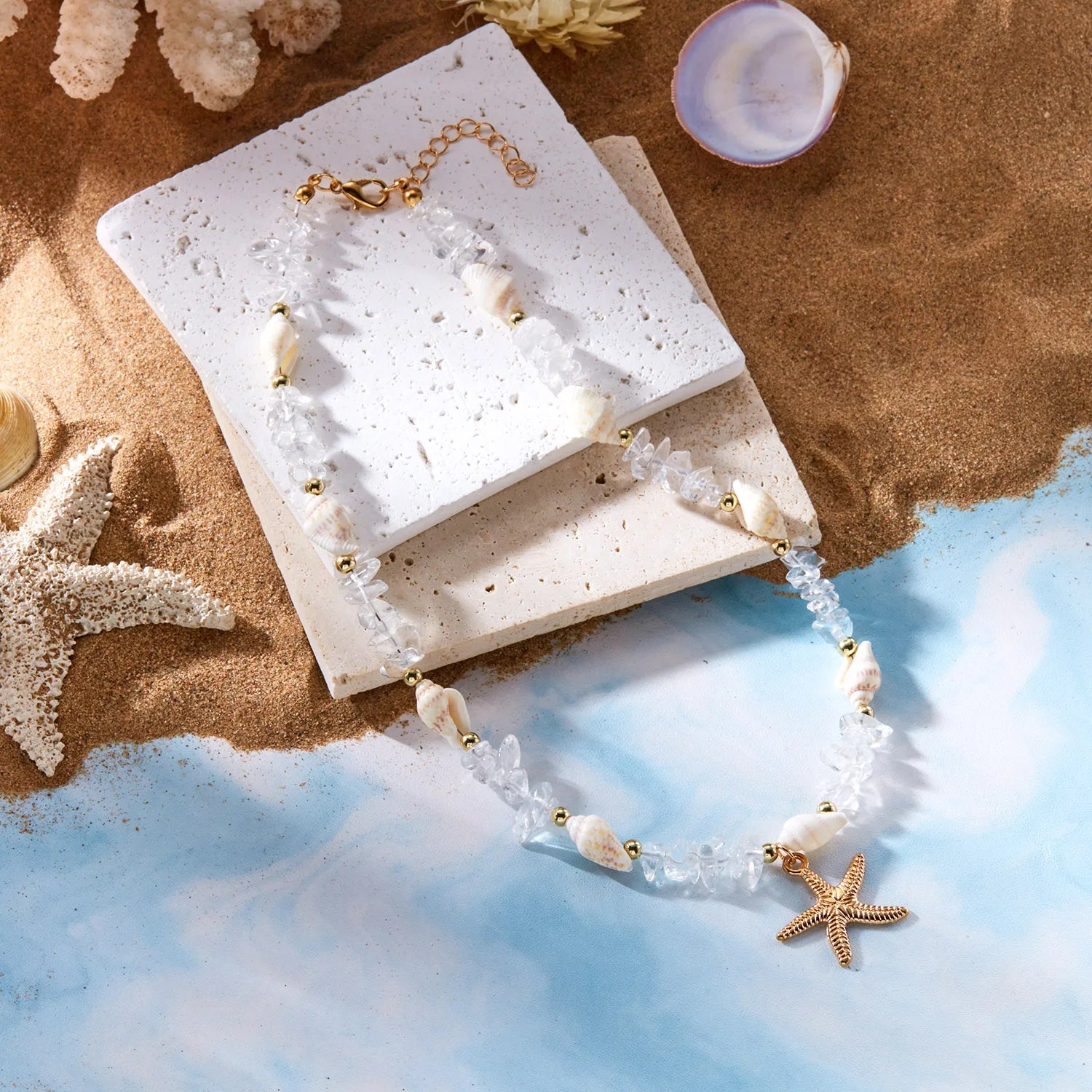Bohemian Starfish Pendant Beaded Bracelet for Women - Smarsty