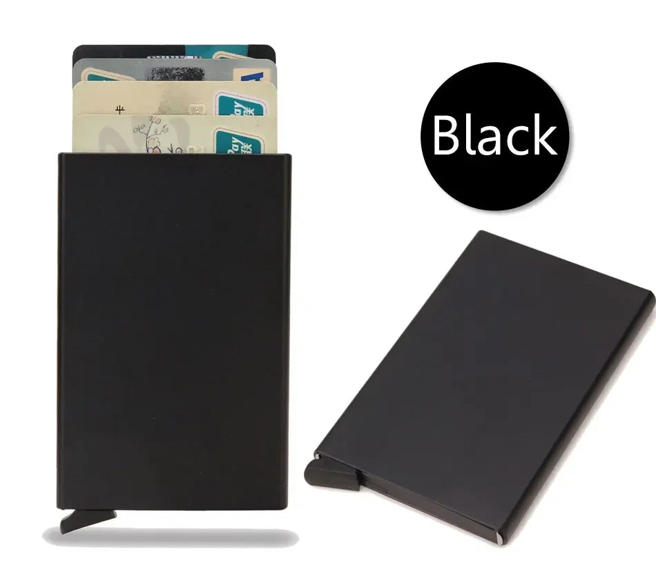 Anti Rfid Blocking Smart Wallet for Men Women ID Bank Credit Card Holder Metal Thin Slim Women Wallets Pop Up Minimalist Purse