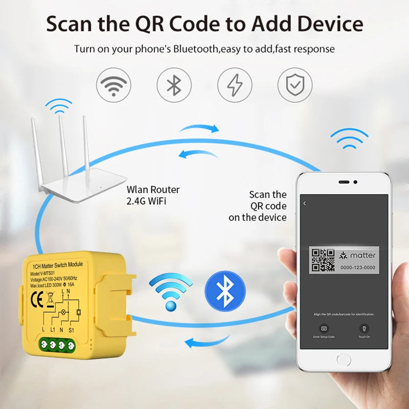 Matter WiFi Smart Switch Module For Home Automation - Smarsty