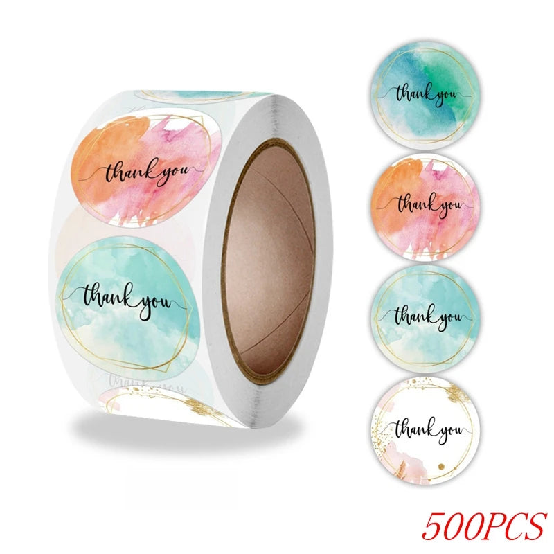 50-500pcs 1inch Blue Thank You Stickers For Envelope Sealing Labels Stationery Supplies Handmade Wedding Gift Decoration Sticker - Smarsty