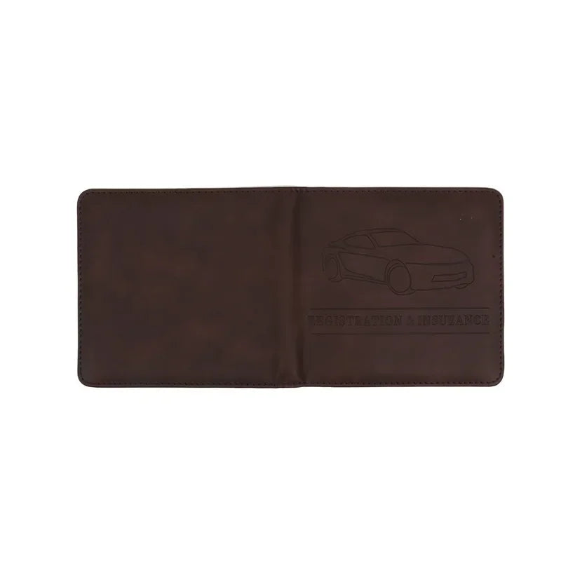 Car Registration Driver's License and Insurance Card Holder - Leather Vehicle Glove Box Automobile Documents Paperwork Organizer