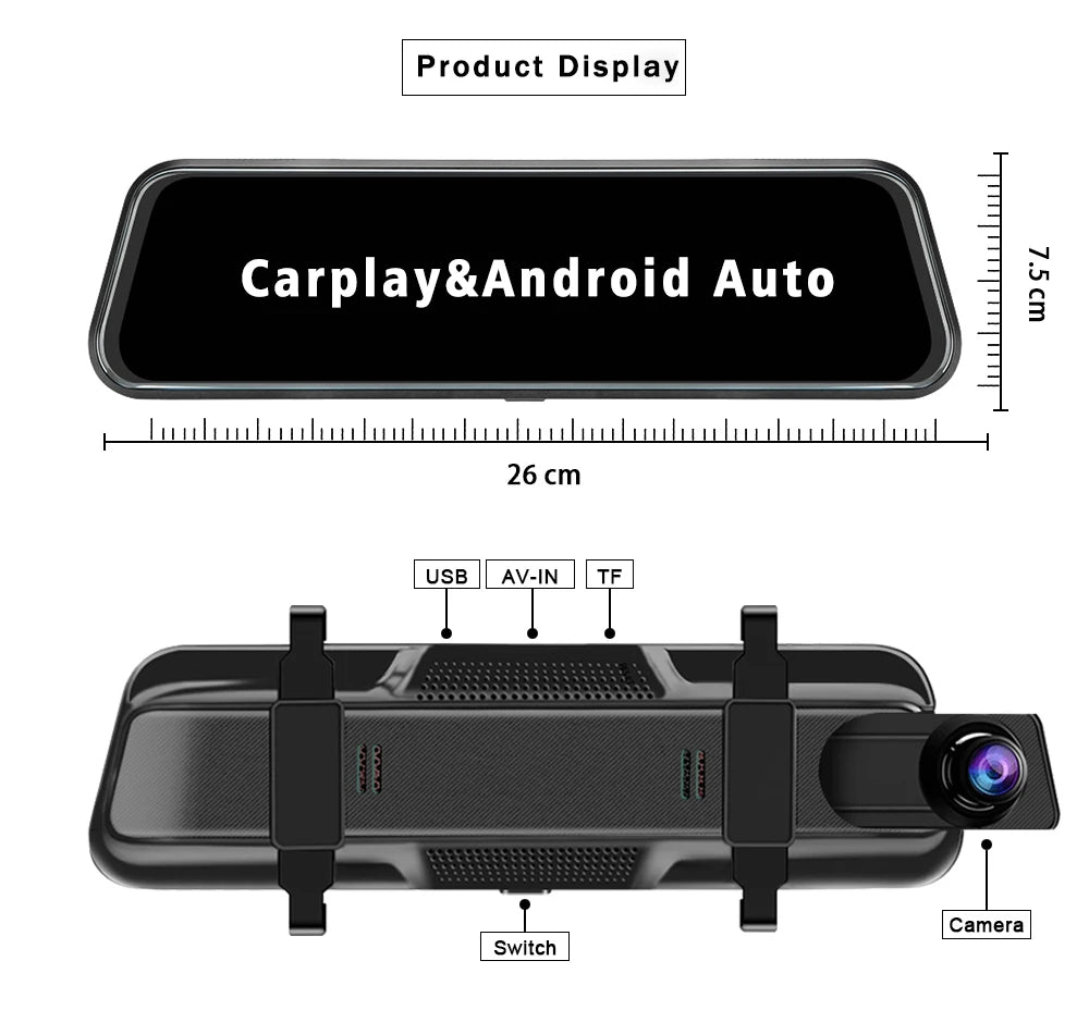 4K Dash Cam With Rearview Mirror Display and GPS WiFi - Smarsty