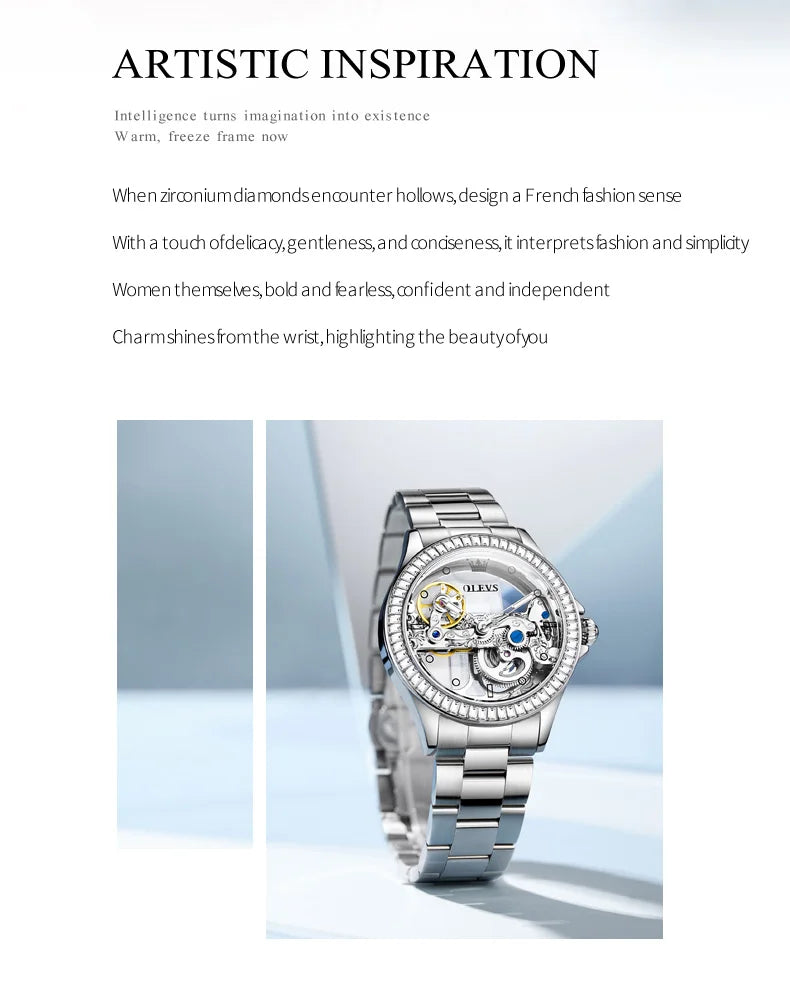 OLEVS Luxury Women's Automatic Mechanical Watch with Diamonds - Smarsty