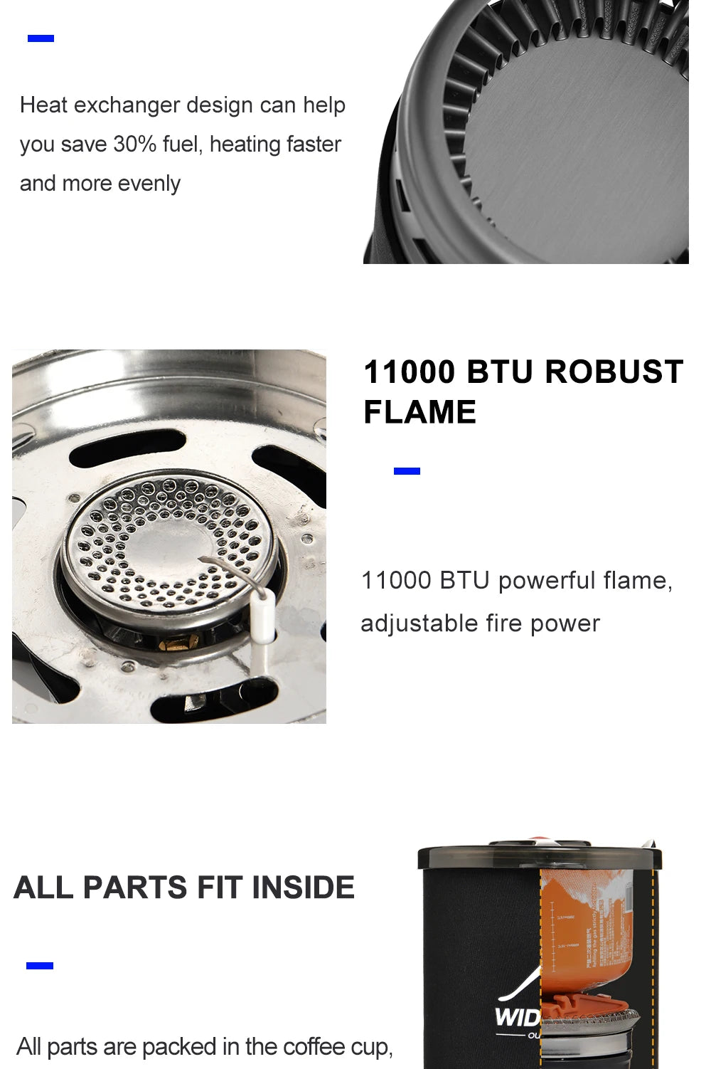 Widesea Camping Cooking System with Heat Exchanger Outdoor Gas Stove Burner Tourist Coffee Pot Cup Cookware Tableware Tourism by Smarsty