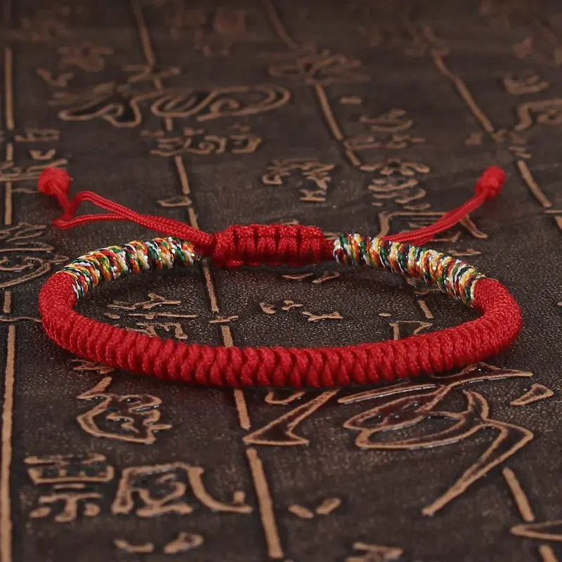 Tibetan Buddhist Lucky Bracelet Adjustable Red Thread Braid - Smarsty