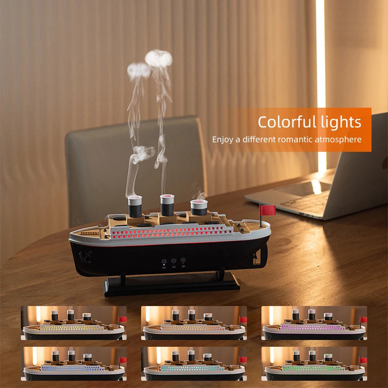 Ship Train Shape Ultrasonic Humidifier With Colorful Lights - Smarsty