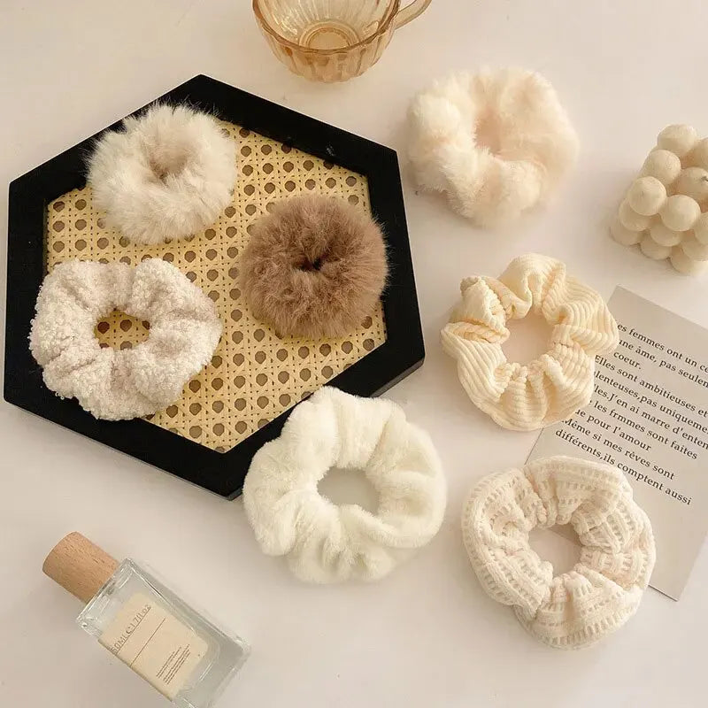 Plush Hair Scrunchies Set Soft Elastic Ponytail Holders - Smarsty