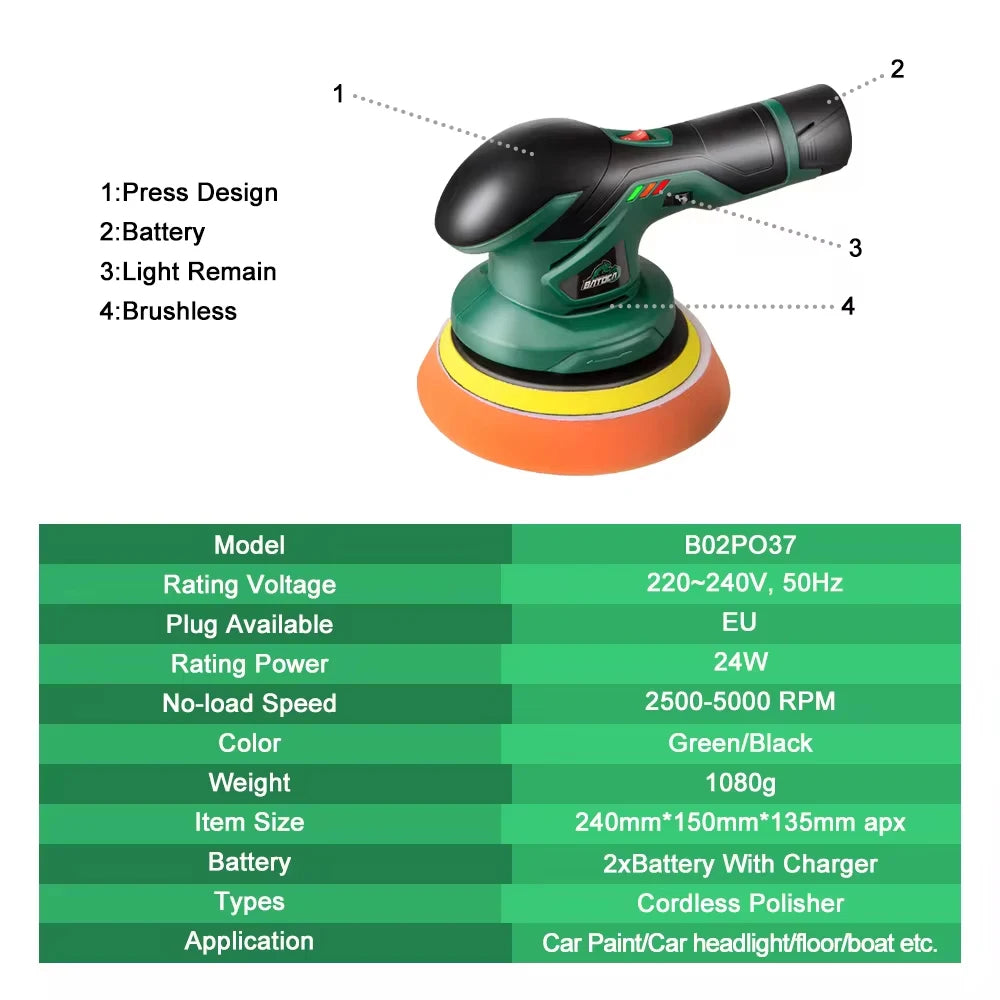 Cordless Car Polisher Dual Action With Adjustable Speed - Smarsty