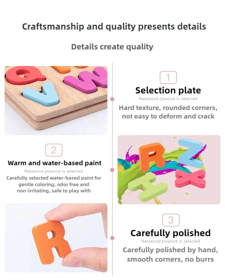 Kids Alphabetic Arithmetic Number Geometric Shapes Wooden Puzzle Montessori Preschool Learning Educational Game Toy for Children by Smarsty