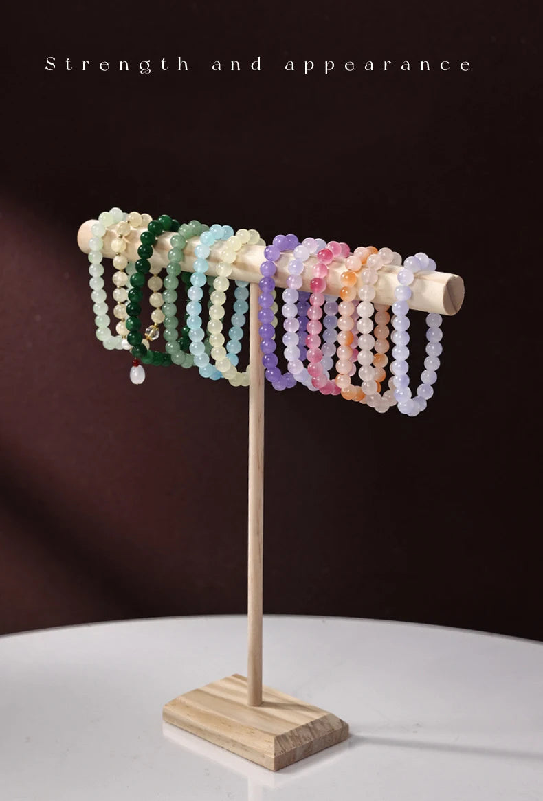 Solid Wood Jewelry Display Stand With Wooden Base - Smarsty