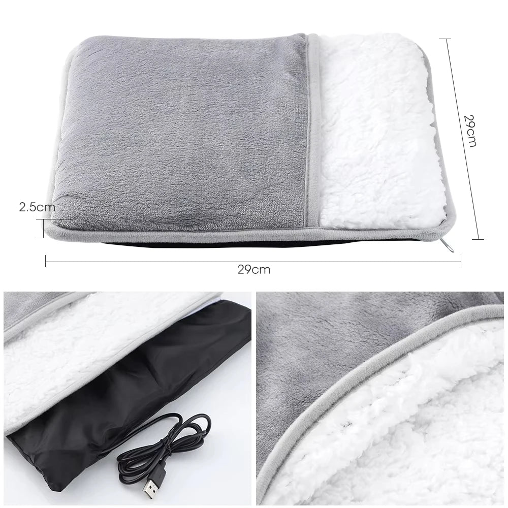 Winter Electric Foot Heating Pad USB Charging Soft Plush Washable Foot Warmer Heater Improve Sleeping Household Foot Warming Mat - Smarsty