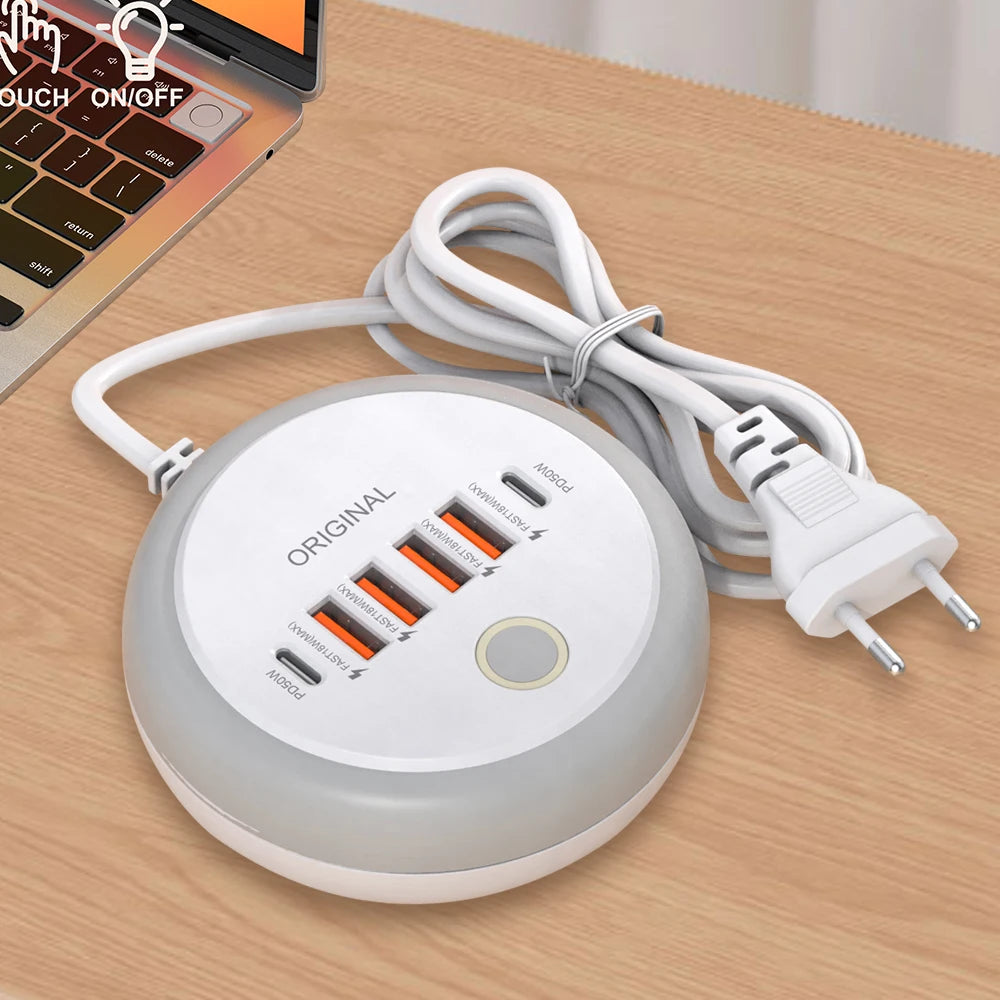 50W USB PD Charger Six Port Fast Charging Station Hub - Smarsty