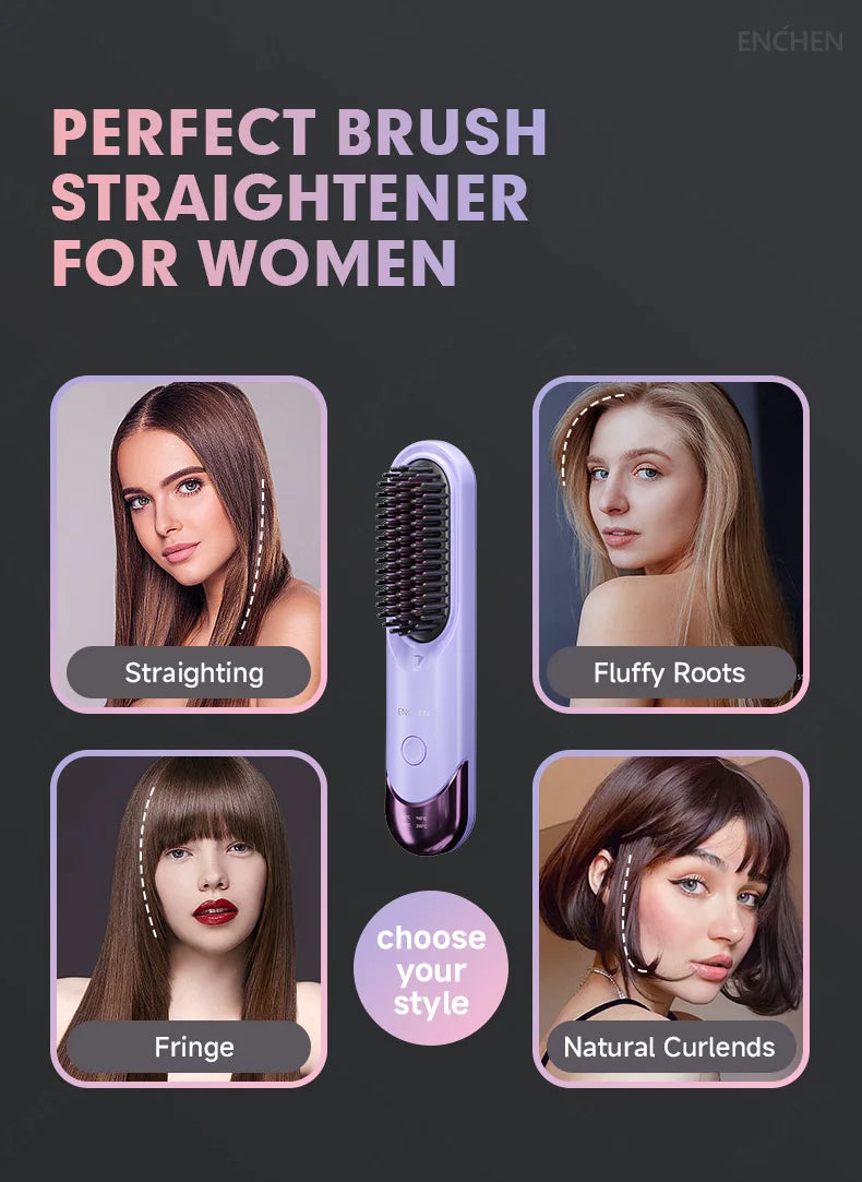 Professional Mini Straightener Brush with Negative Ions - Smarsty
