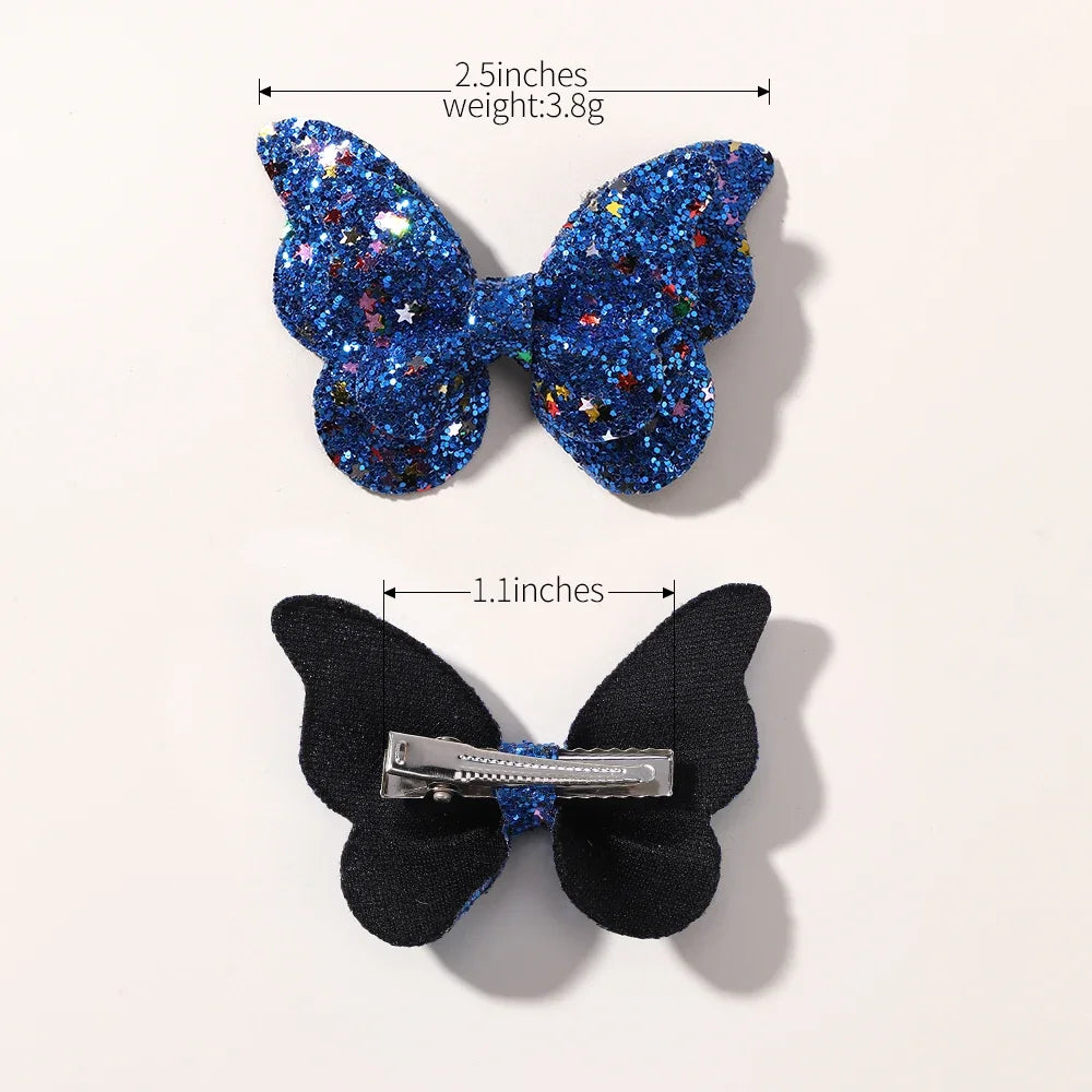 Glitter Butterfly Hair Clips for Girls - Cute Headwear Set - Smarsty