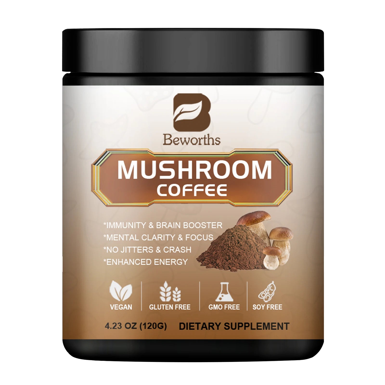 Mushroom Coffee 10 Mushroom Extract - Lion's Mane, Cordyceps, Reishi, Turkey Tail, Chaga, Maitake for energy and immune support - Smarsty