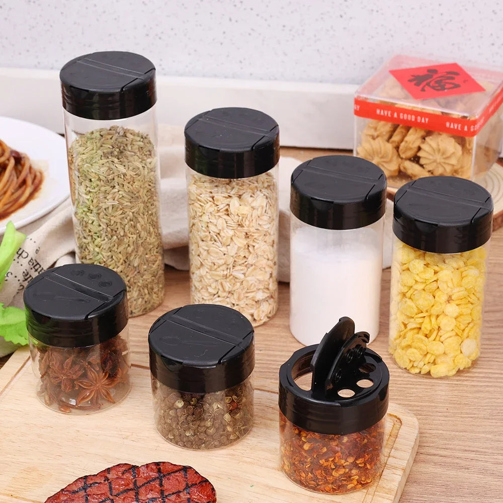 1/12x Plastic Spice Jars with Shaker Lids Transparent Safety Plastic Bottles for Home Kitchen Storing Spices Seasoning Powders