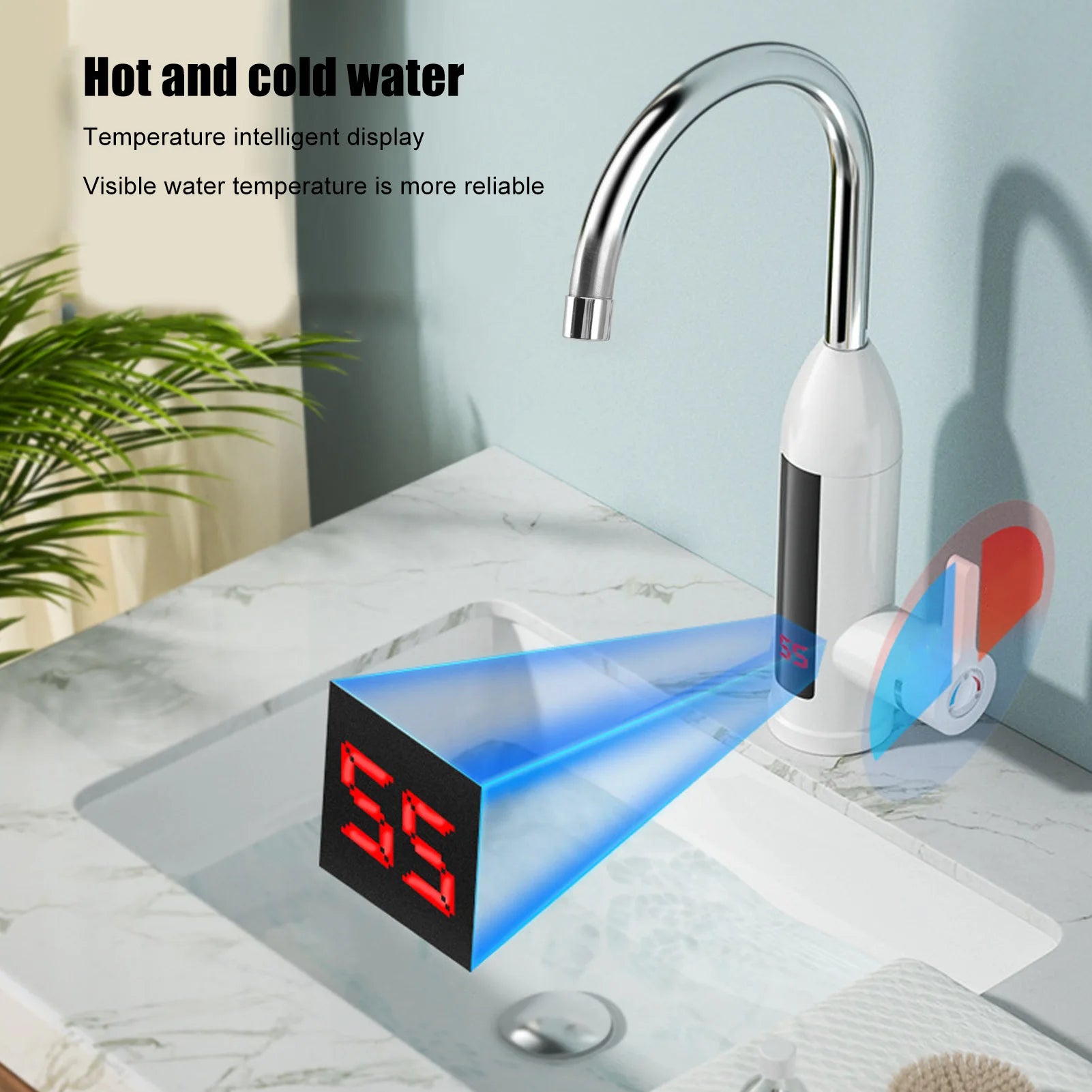3000W Instant Heating Faucet Water Heater Faucet IPX4 ABS Tankless Stainless Steel Kitchen Heating Tap for Home