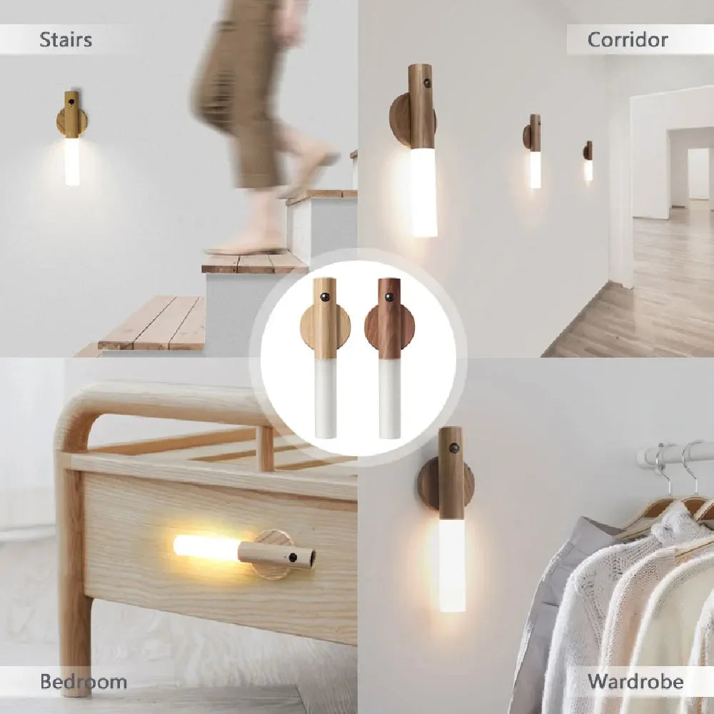 Intelligent Wooden Magnetic LED Night Light for Safety - Smarsty