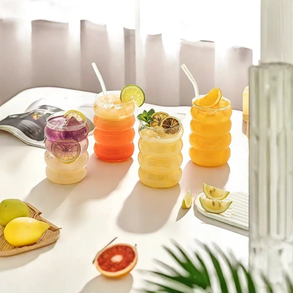 Creative Glass Cups Set with Straws for Stylish Drinking - Smarsty
